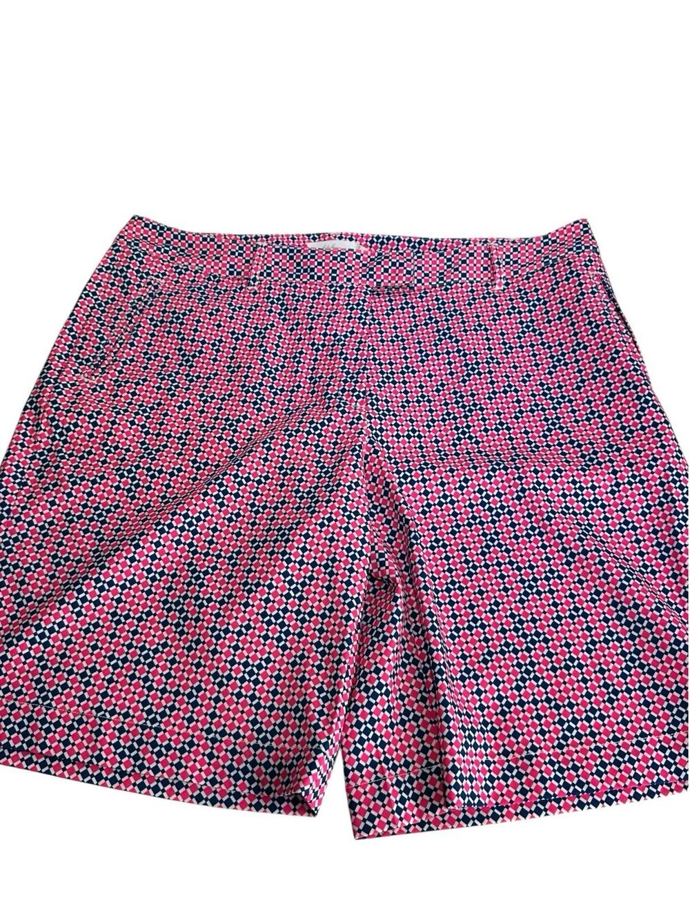 Lady Hagen Women Pink Navy Blue Geometric Checkered Golf Shorts Size 12